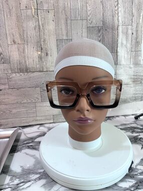 Bold Square Gradient Brown and Black Oversized Glasses - Unbranded